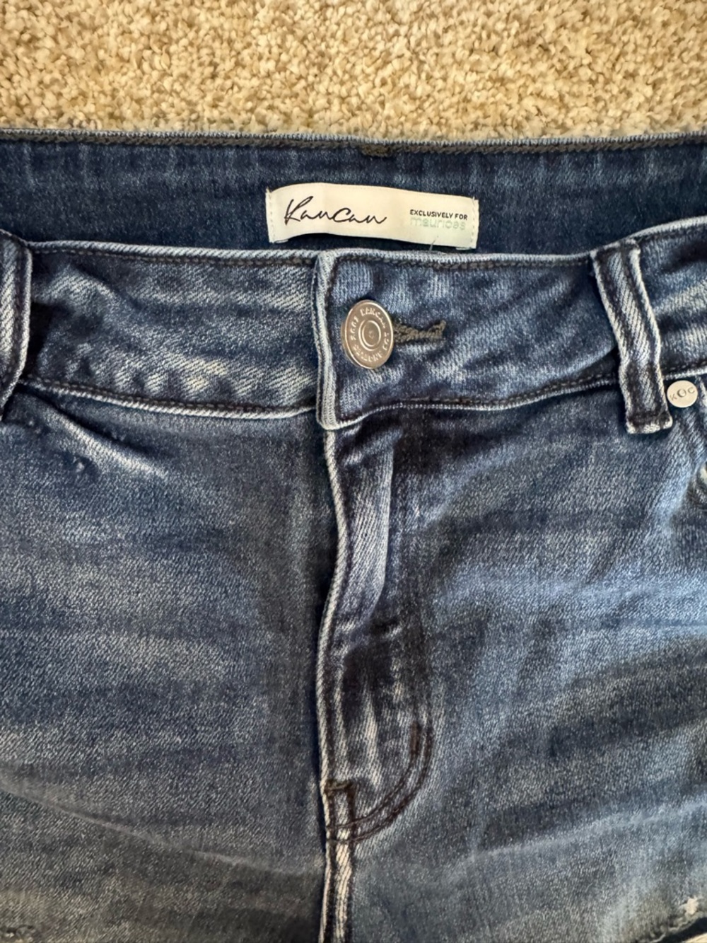 KanCan Distressed Dark Blue Denim Women's Bermuda Shorts - Picture 3 of 4